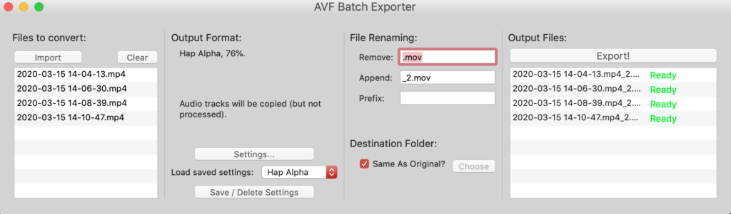 AVF Batch Exporter